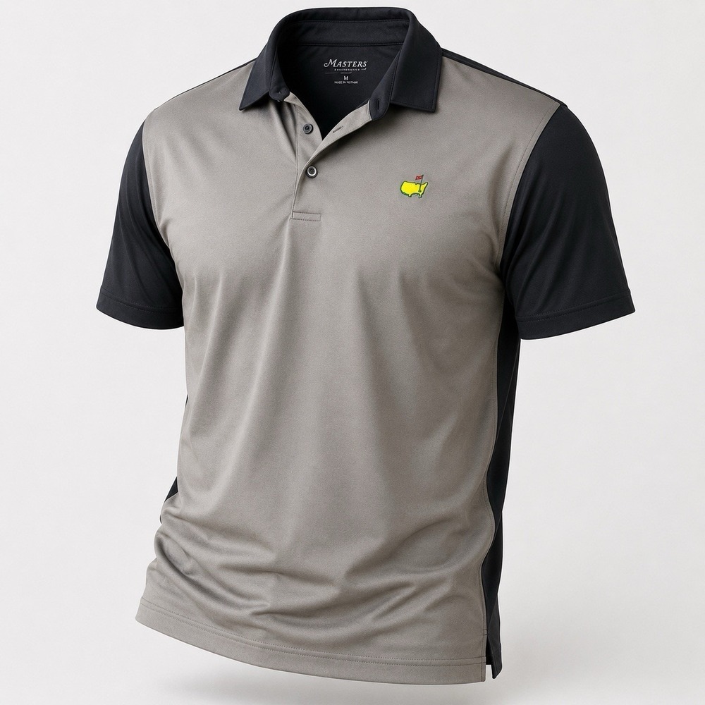 Masters Tech Golf SHIRT  MENS XL BLK Gray Colorblock Performance POLO